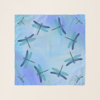 CB Dragonflies Shades of Blue Square Chiffon Scarf