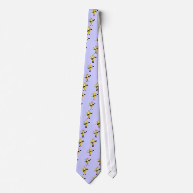 CB- Funny Banana Playing Banjo Cartoon Tie (Front)
