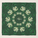 CB Green Orchids Emerald Square Chiffon Scarf<br><div class="desc">Monogrammed (removable) Pale Olivine Green Orchids on Emerald Green Background Square Chiffon Scarf.  THERE IS A SEPARATE LONG VERSION OF THIS SCARF. Graphic Design by Claudine Boerner.</div>