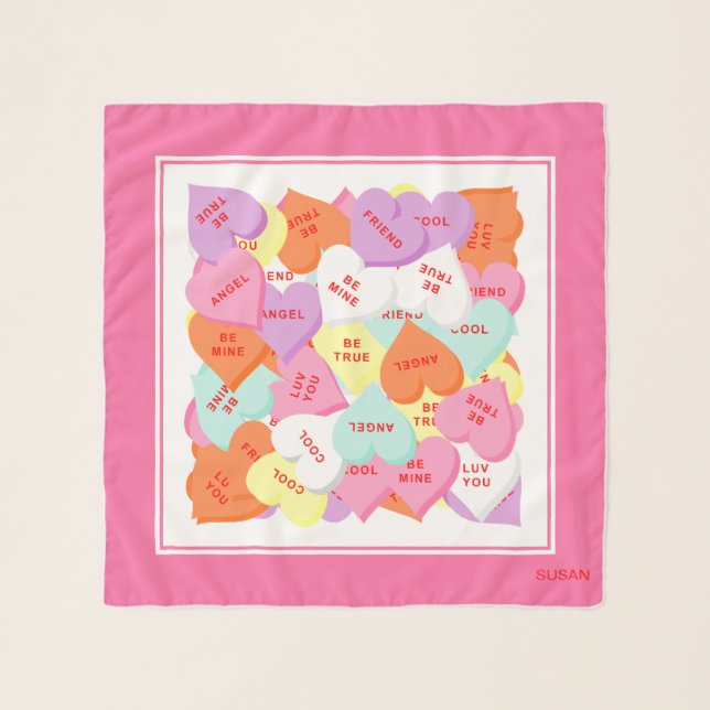 CB Hearts with Sayings Valentine's Day Scarf (Front)