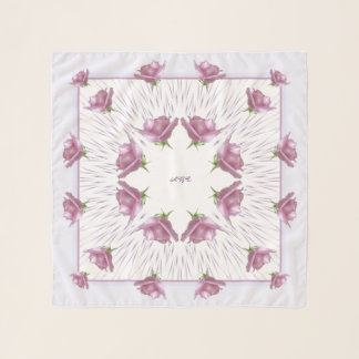 CB Lavender Lilac Roses Square Chiffon Scarf