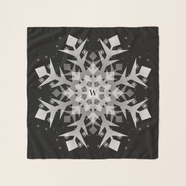 CB Lovely Winter Snowflakes Square Chiffon Scarf (Front)