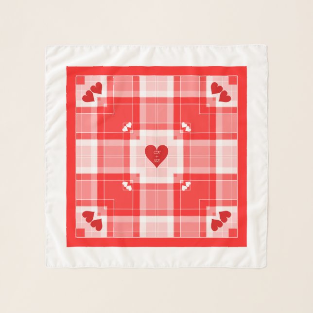 CB Lover's Initials  Plaid Square Chiffon Scarf (Front)