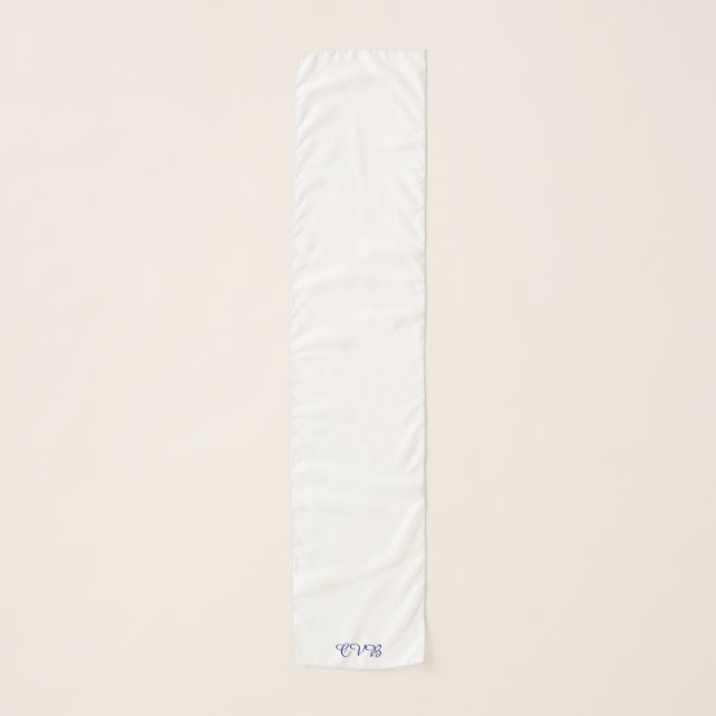CB Plain White Long Rectangular Scarf Initials (Front)