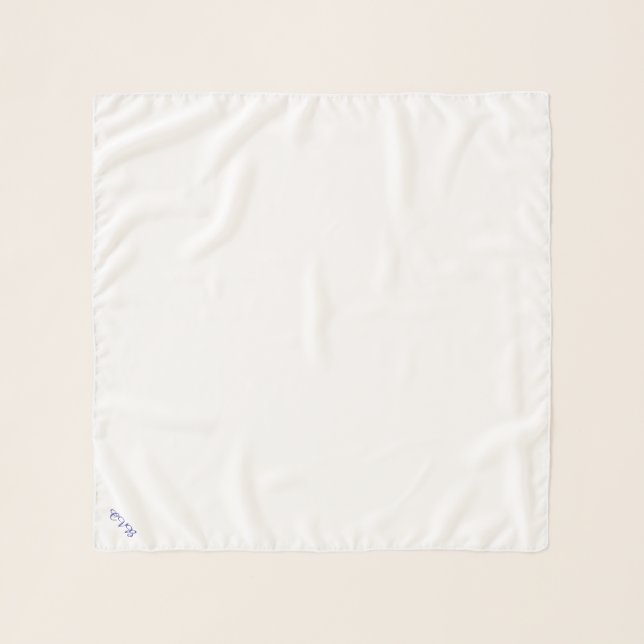 CB Plain White Square Chiffon Scarf Initials (Front)