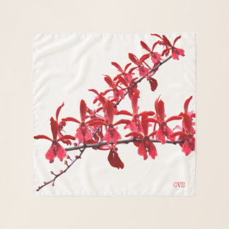 CB Red Orchids Flower Square Chiffon Scarf