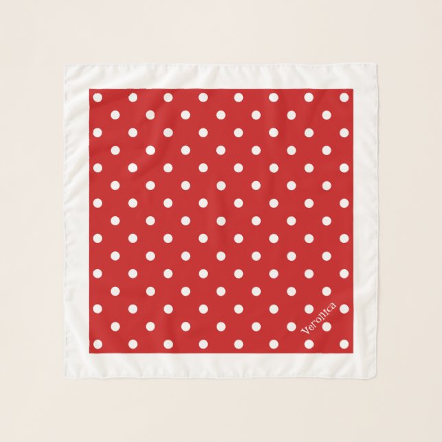 CB Retro Red Polka Dots Square Neck Hair Chiffon Scarf (Front)