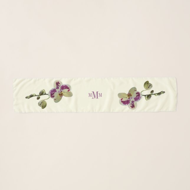 CB Rich Pale Yellow Orchids Long Chiffon Scarf (Front (Horizontal))