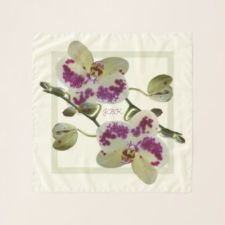 CB Rich Pale Yellow Orchids Square Chiffon Scarf