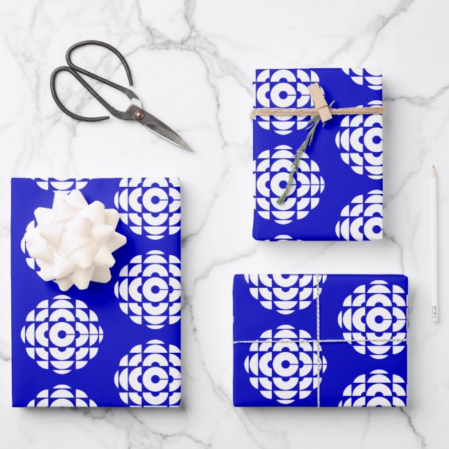 CBC 1986 Logo Blue Poster Wrapping Paper Sheets (Front)
