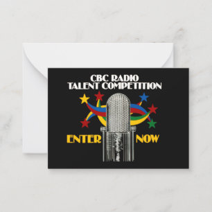 CBC Radio Talent Competition - promo Note Card