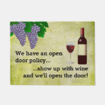 Cbendel Funny Wine Lovers Open Door Policy Doormat at Zazzle