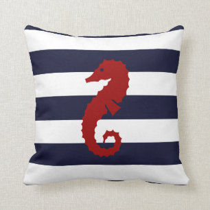 CBendel Nautical Blue Stripe Seahorse Whale Pillow