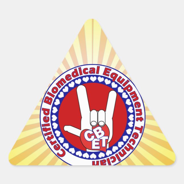 CBET CERTIFIED BIOMEDICAL EQUIPMENT TECHNICIAN TRIANGLE STICKER (Front)
