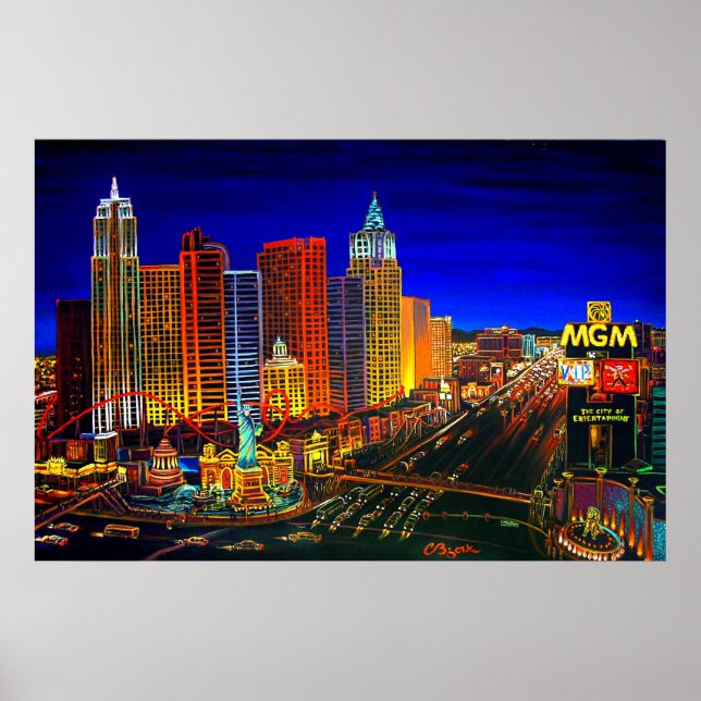 CBjork Las Vegas Cityscape Hotel Casinos Poster (Front)
