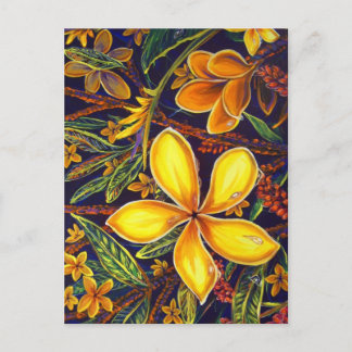 CBjork Yellow Island Plumeria Art Postcard