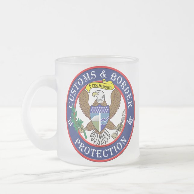 CBP EAGLE SHIELD FROSTED GLASS COFFEE MUG (Left)
