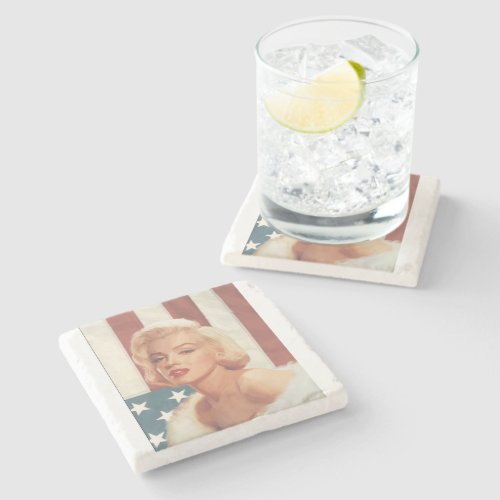 CC15 Marilyn Flag ZAZZ Stone Coaster