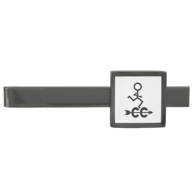 CC Cross Country Runner Gunmetal Finish Tie Bar (Front)