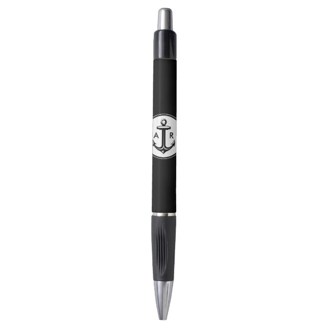 CCClassy anchor with initials | Nautical Gifts Pen (Front Vertical)