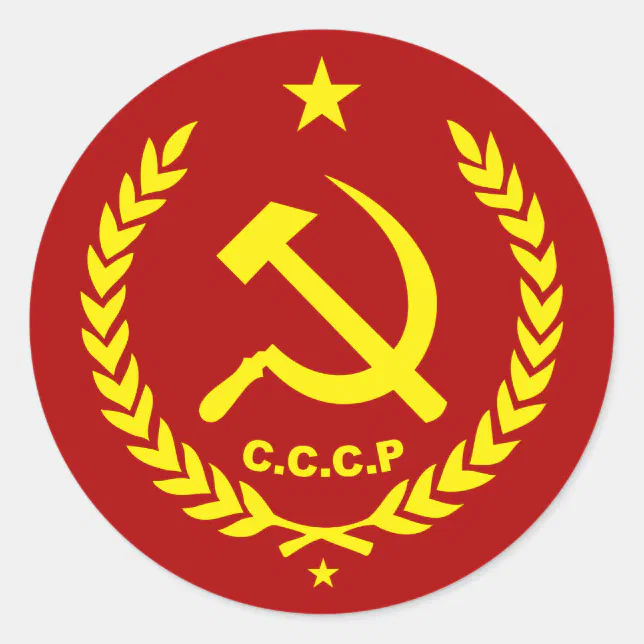 Cccp Communist Hammer And Sickle Badge Classic Round Sticker Zazzle