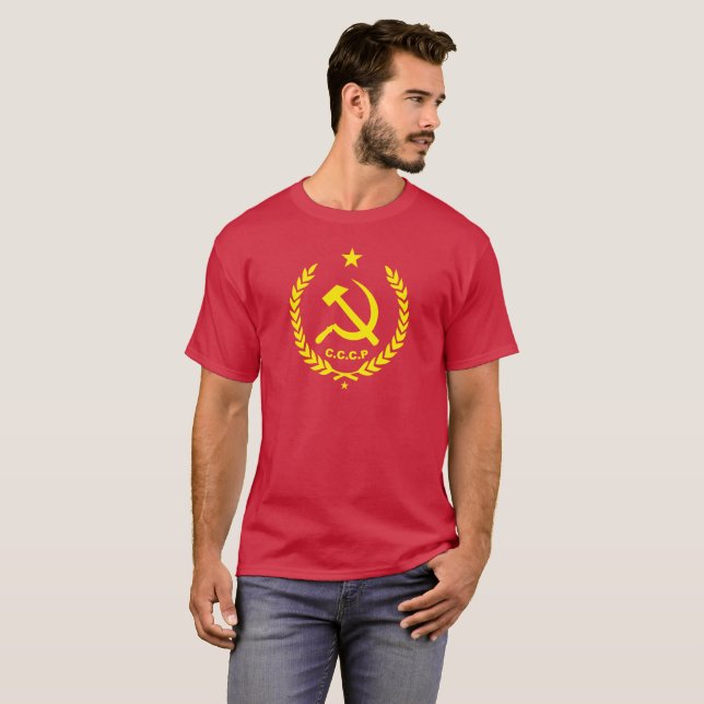 CCCP Communist Hammer and Sickle Badge T-Shirt (Front Full)