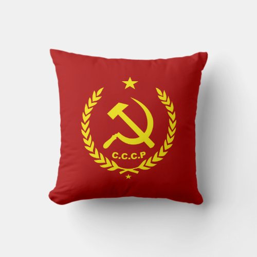 CCCP Communist Hammer and Sickle Badge Throw Pillow
