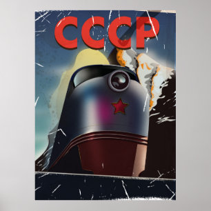 CCCP Retro vintage Soviet train Poster