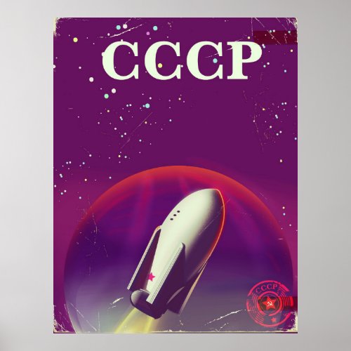 CCCP Soviet space race travel poster