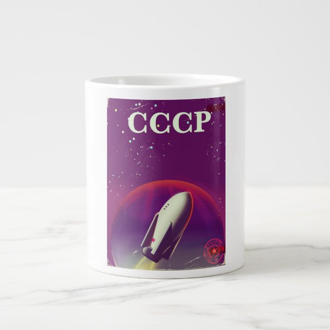 CCCP Soviet space race travel poster Giant Coffee Mug (Front)
