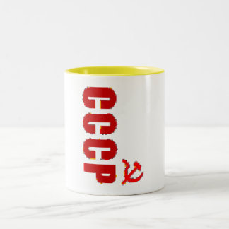 CCCP SSSR SOVIET PIXEL Two-Tone COFFEE MUG