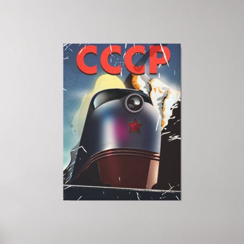 CCCP vintage Soviet Locomotive Poster Canvas Print