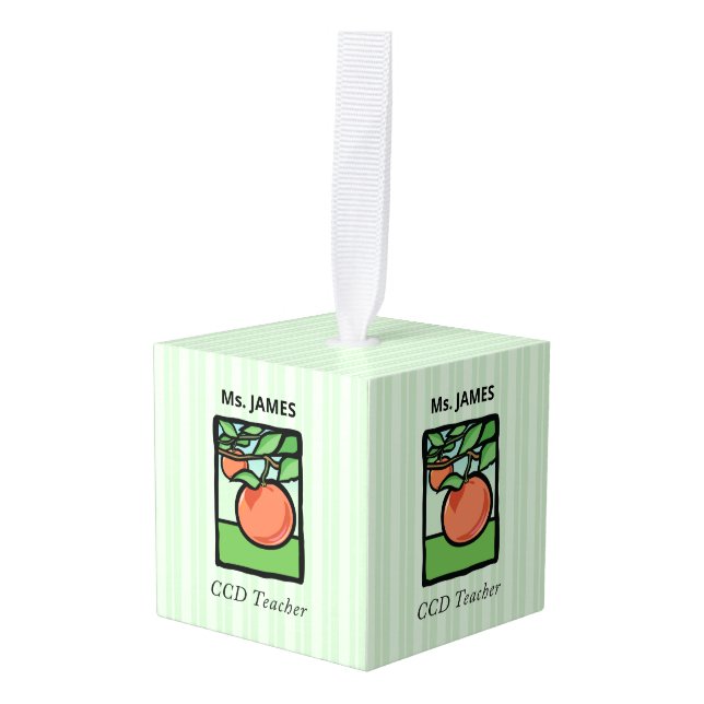 CCD Teacher Thank You, Apple Cube Ornament (Front Angled)