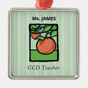 CCD Teacher Thank You, Apple Metal Ornament