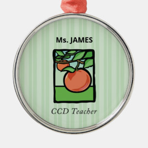 CCD Teacher Thank You, Apple Metal Ornament