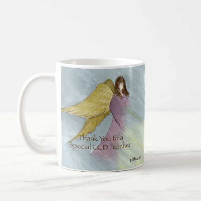 CCD Teacher Thank You Gift Mug, Angel Blue Coffee Mug (Left)