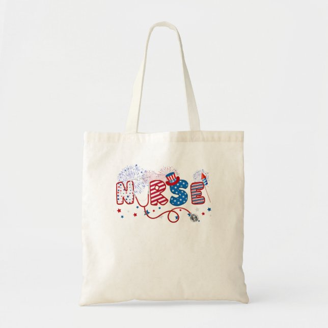 CCRN Critical Care Registered Nurse USA Flag Tote Bag (Front)