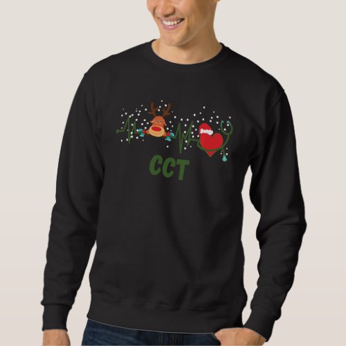 Cct Nurse Christmas Reindeer Stethoscope Heartbeat Sweatshirt
