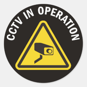 CCTV IN OPERATION CLASSIC ROUND STICKER