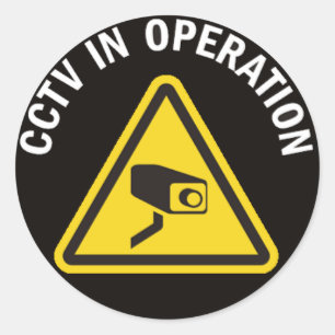 CCTV IN OPERATION CLASSIC ROUND STICKER