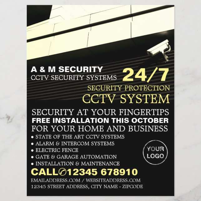 CCTV Mounted Camera, CCTV Security Advertising Flyer (Front)
