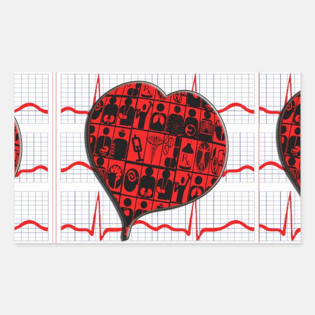 CCU HEART EKG MEDICAL SPECIALTIES RECTANGULAR STICKER (Front)