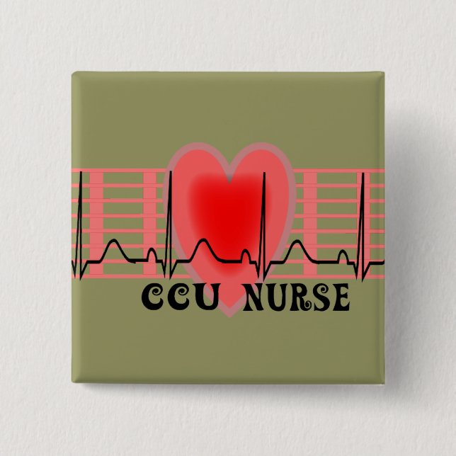 CCU Nurse Gift Ekg paper and Heart Design Button (Front)