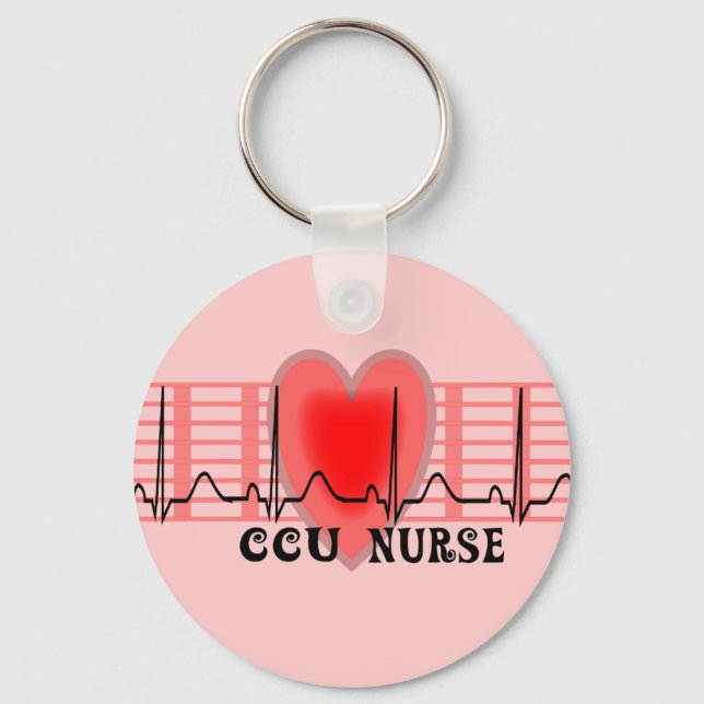 CCU Nurse Gift Ekg paper and Heart Design Keychain (Front)