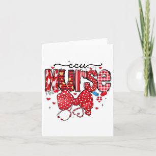 Ccu Nurse Stethoscope Coquette Bow Heart Valentine Card