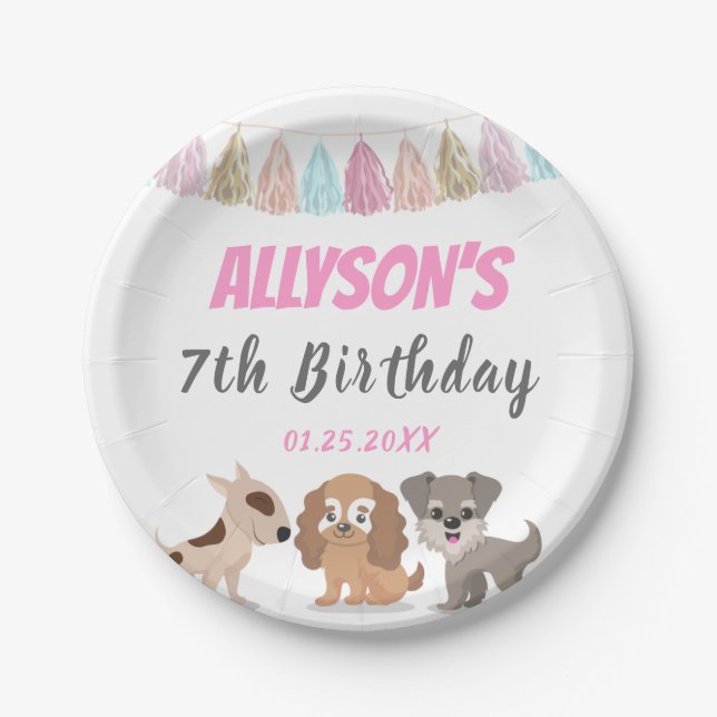 CCute puppy cartoon dog theme kid birthday party Paper Plates (Front)