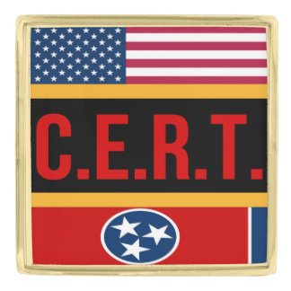CCVF (C.E.R.T.) award ribbon/certification pin. Gold Finish Lapel Pin