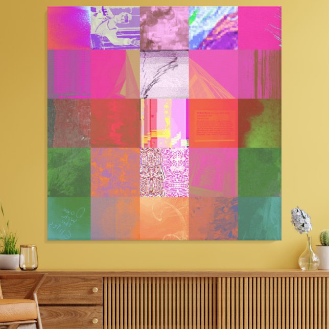 CD1FE646 Abstract Digital Glitch Art Grid Pattern  Canvas Print (Insitu(LivingRoom))
