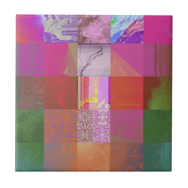 CD1FE646 Abstract Digital Glitch Art Grid Pattern  Ceramic Tile (Front)