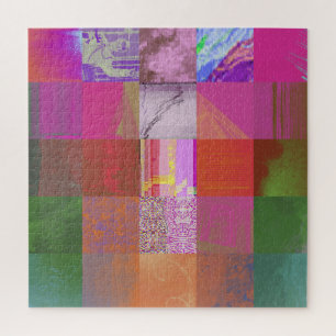 CD1FE646 Abstract Digital Glitch Art Grid Pattern Jigsaw Puzzle